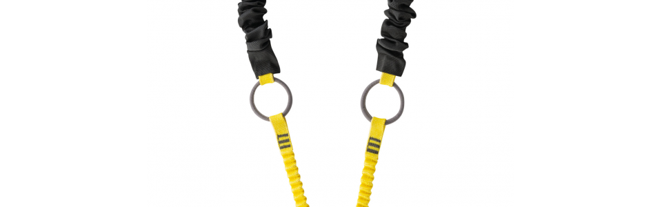 Petzl ABSORBICA-Y TIE-BACK lanyards are equipped with integrated intermediate rings for connection to very large structures.